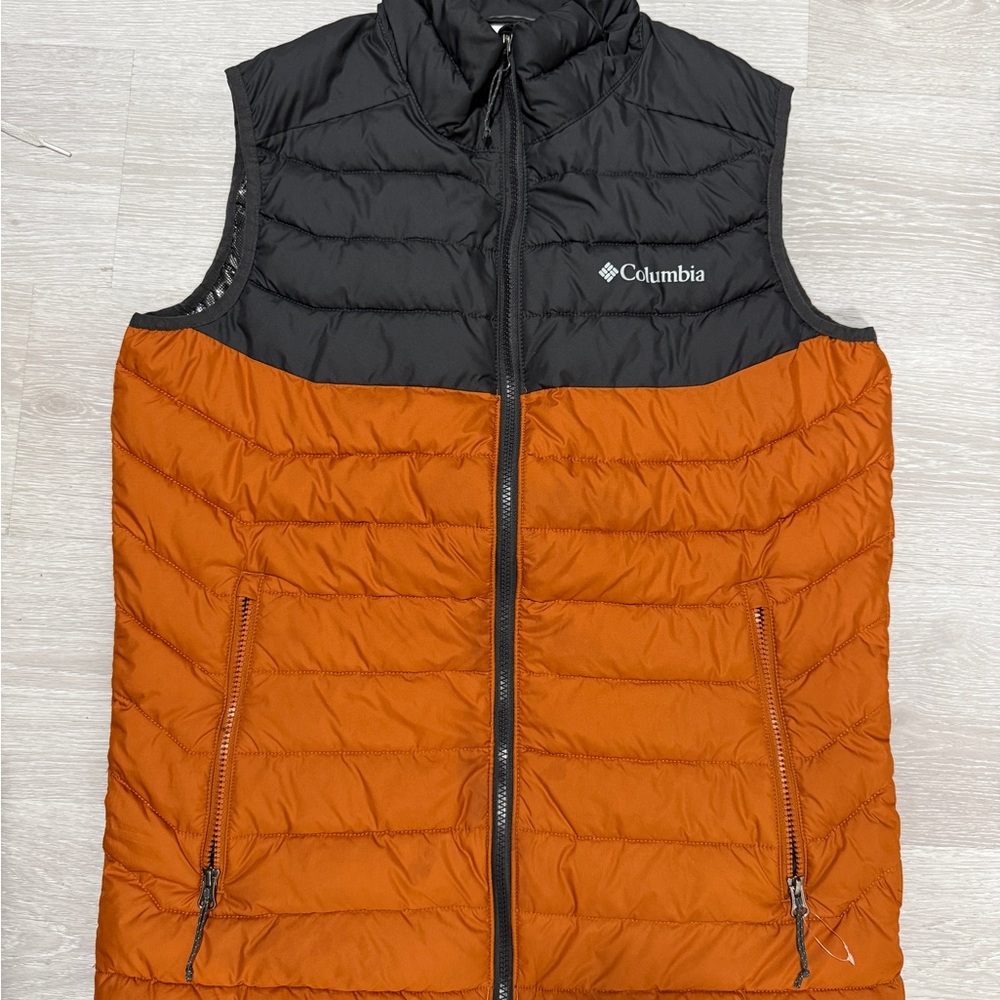 Columbia Powder Lite Vest, Men's Black and Orange Puffer Vest